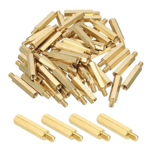 PATIKIL M4 Brass Hex Standoff, 50 Pcs PCB Motherboard Spacer Screws for Drone Quadcopter Computer Build Electronic Projects Circuit Board, Gold (M4 x 14mm+6mm) in Saudi Arabia