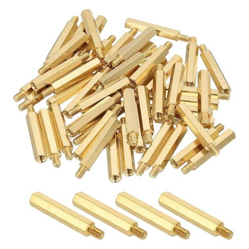 PATIKIL M4 Brass Hex Standoff, 50 Pcs PCB Motherboard Spacer Screws for Drone Quadcopter Computer Build Electronic Projects Circuit Board, Gold (M4 x 14mm+6mm) in Saudi Arabia