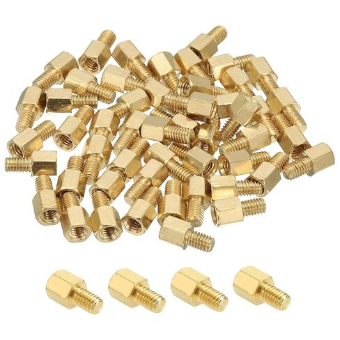 PATIKIL M4 Brass Hex Standoff, 50 Pcs PCB Motherboard Spacer Screws for Drone Quadcopter Computer Build Electronic Projects Circuit Board, Gold (M4 x 14mm+6mm) in Saudi Arabia