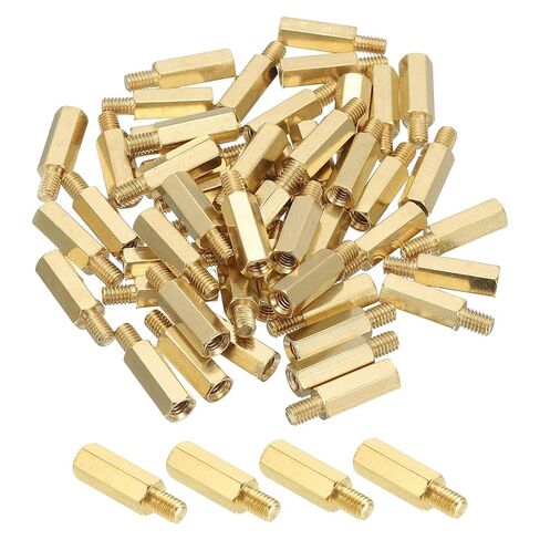 PATIKIL M4 Brass Hex Standoff, 50 Pcs PCB Motherboard Spacer Screws for Drone Quadcopter Computer Build Electronic Projects Circuit Board, Gold (M4 x 14mm+6mm) in Saudi Arabia