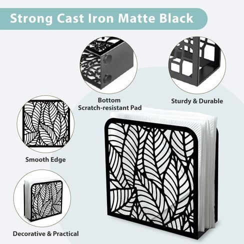 Sunflower and Butterfly Decorative Black Metal Napkin Holder for Table, 4.9" x 4.9" x 1.9" Standing Napkin Holder for Home Kitchen Restaurant Picnic Party Coffee Bar Dining Room in Saudi Arabia