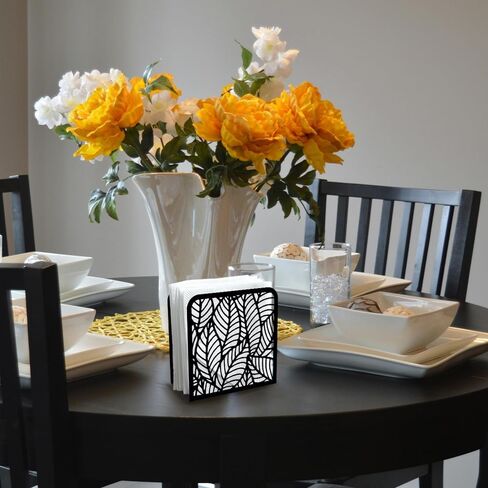 Sunflower and Butterfly Decorative Black Metal Napkin Holder for Table, 4.9" x 4.9" x 1.9" Standing Napkin Holder for Home Kitchen Restaurant Picnic Party Coffee Bar Dining Room in Saudi Arabia