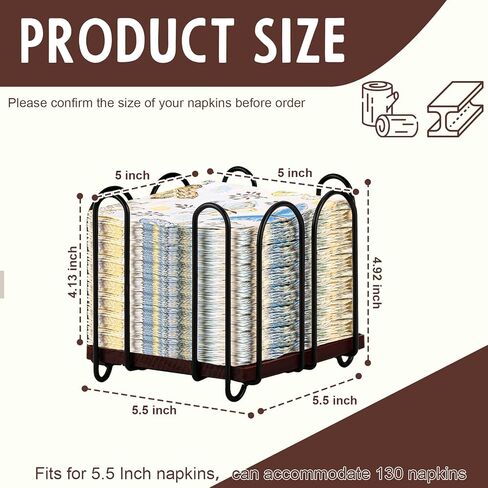 Square Metal Cocktail Napkin Holder 5x5 Wood Napkin Dispenser Black Flat Napkins Holder Brown Paper Napkins Storage Napkin Holder Caddy Deep Napkin Basket Napkin Organizer for Wedding Bar Party Table in Kuwait