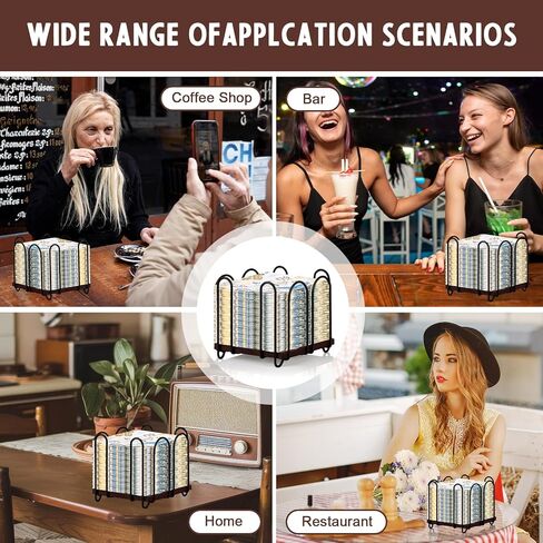 Square Metal Cocktail Napkin Holder 5x5 Wood Napkin Dispenser Black Flat Napkins Holder Brown Paper Napkins Storage Napkin Holder Caddy Deep Napkin Basket Napkin Organizer for Wedding Bar Party Table in Kuwait