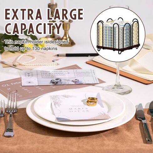 Square Metal Cocktail Napkin Holder 5x5 Wood Napkin Dispenser Black Flat Napkins Holder Brown Paper Napkins Storage Napkin Holder Caddy Deep Napkin Basket Napkin Organizer for Wedding Bar Party Table in Kuwait