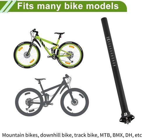 Universal 25.4x400mm Carbon Fiber Pattern Matte Black Bike Seat Posts Shock Absorbing Bike Saddle Post Seat Tube Carbon Fiber 1 Pc in Saudi Arabia