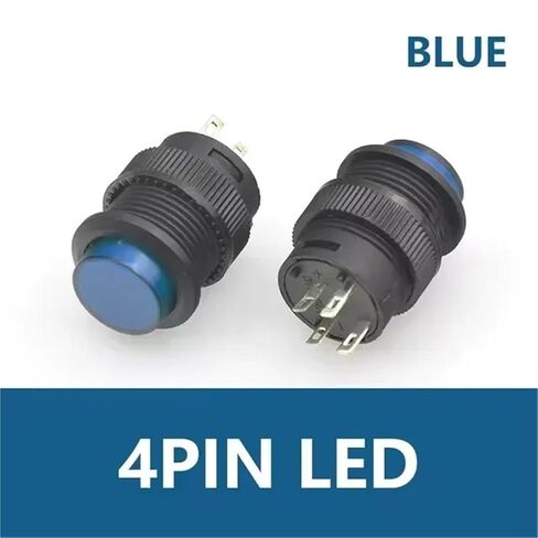 5/10 قطعة مفتاح زر ضغط، قفل ذاتي 16 مم/لحظي مع 5 ألوان إضاءة LED 4Pin R16-503/AD R16-503/BD(LED أزرق، 10 قطع، إعادة ضبط) in Kuwait