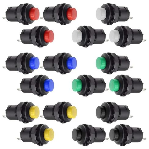 5/10 قطعة مفتاح زر الضغط، DS-428/427 مفتاح زر القفل الذاتي 12 مم مؤقت إيقاف التشغيل الذاتي (أحمر، إعادة تعيين، 5 قطع) in Kuwait