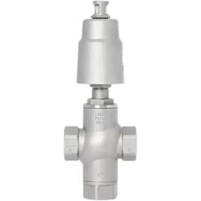 1PCS 1/2" 3/4" 1" BSPT Female 304 Stainless Steel 3 Way Actuated Pneumatic Angle Seat Steam Valve with Stainless Steel Head(1/2",BSP) in Kuwait