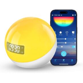 آلة ضوضاء بيضاء مع منبه شروق الشمس، 44 آلة صوت مهدئة غير متكررة للنوم، ضوء ليلي بـ 10 ألوان مع تطبيق ومؤقت، هدايا آلات ضوضاء للأطفال والبالغين في المنزل والمكتب والسفر in Kuwait