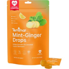 Mint-Ginger Drops for Nausea Relief, Smooth Upset Stomach, Motion & Morning Sickness Relief, with Ginger, Lemon, Spearmint & Vitamin B6, 30 Individually Wrapped Candies in Saudi Arabia
