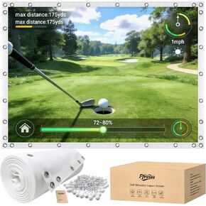 Golf Simulator Impact Screen for Home & Garage Training, Indoor Practice Screen, 5X Thicker 3-Layer Design, 40% Clearer HD Projection, Tool-Free Quick Install, Multi-Scene Use as Unique Gifts in Saudi Arabia
