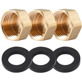 2 Pieces of Brass Colored 1/2 Inch Female Thread Blind Plate Covers with Gaskets for Sealing and Leak Prevention, Solving The Problem of Pipe Interface Blockage. Suitable for Washing Machine Radiators in Kuwait