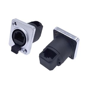 موصل شبكة RJ45 مع غطاء مطاطي IP65 8p8c D نوع لوحة جبل المقبس RJ45 موصل إيثرنت 1 قطعة (مستقيم) in Kuwait