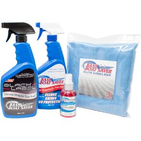 مجموعة كاملة لتفاصيل القارب من Bass Boat Saver، مزيل سريع لبقع المياه الصلبة مع حماية من الشمع عالي اللمعان من الأشعة فوق البنفسجية ومنظف شاشة السونار - زجاجتان رذاذ سعة 24 أونصة ومنظف شاشة 4.4 أونصة in Kuwait