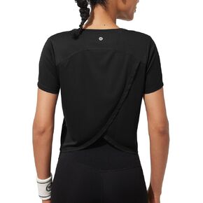 قمصان ASPO النسائية للتمرين بأكمام قصيرة، قمصان رياضية مقصوصة من الخلف، سريعة الجفاف، قابلة للتنفس، قميص صيفي للجري واليوجا in Kuwait