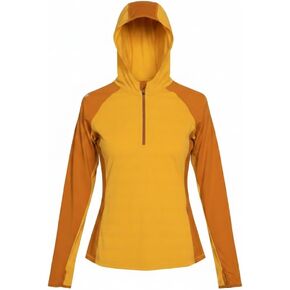 قميص Sola Sun للسيدات من Club Ride Apparel - جيرسي لركوب الدراجات بأكمام طويلة مع غطاء رأس قابل للتخزين - أصفر كهرماني - متوسط in Kuwait