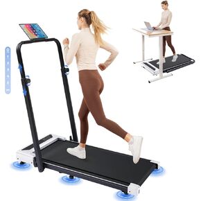 GORISE Walking Pad Treadmill with Adjustable Height Handle Bar and Incline, 3HP Quiet Foldable Under Desk Treadmill, Portable Treadmills for Home 350LBS with Remote Control LED Display in Saudi Arabia