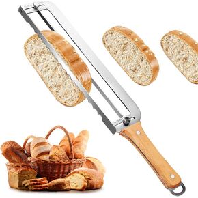 Adjustable Bread Slicer for Homemade Bread - Upgrade Manual Sourdough Bread Knife with Thickness Guide, Bread Bow Cutter with Stainless Steel Serrated Blade for Baguettes Bagels, Ideal Gift for Baker in Kuwait