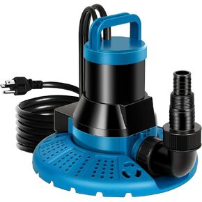 TONGCHANT 1/2HP Swimming Pool Cover Pump Automatic On Off with 25FT Power Cord and 3/4" Hose Fitting, 3200GPH Sump Pump for Inground/Above Ground Pool Cover, Hot-Tub and Rooftop Drainage, UL Listed in Kuwait