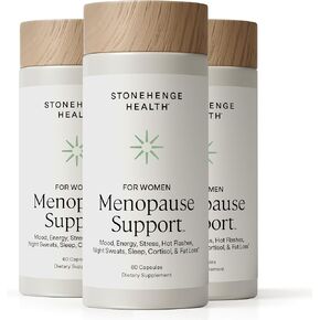 Stonehenge Health for Women Menopause Support for Peri + Menopause + Post - Mood, Energy, Stress, Hot Flashes, Night Sweats, Sleep & Cortisol, Chromax Chromium, Vitamin D3, KSM-66 Ashwagandha (3 Pack) in Kuwait
