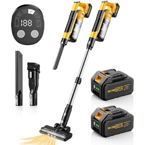 مكنسة كهربائية لاسلكية qimedo V1 مع بطارية إضافية بقوة 8000 مللي أمبير في الساعة، مكانس كهربائية بدون فرش بقدرة 700 وات للمنزل، مكنسة كهربائية 6 في 1 مع فلتر هيبا، أفضل مكنسة كهربائية لاسلكية لشعر الحيوانات الأليفة/الأرضيات الصلبة in Kuwait