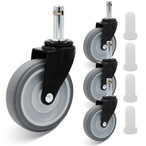 عجلات بديلة لعجلات جذعية دوارة مقاس 3 بوصات - عجلات TPR شديدة التحمل بقطر جذعي 7/16 بوصة، مجموعة مكونة من 4 قطع - مناسبة لعربة دلو الممسحة وعربات التسوق وعربات المرافق (3 بوصة - 300 رطل) in Kuwait