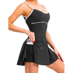 Women's Workout Dress - Built-in Shorts Pockets - Fashion Tennis Dress Golf Dress in Kuwait