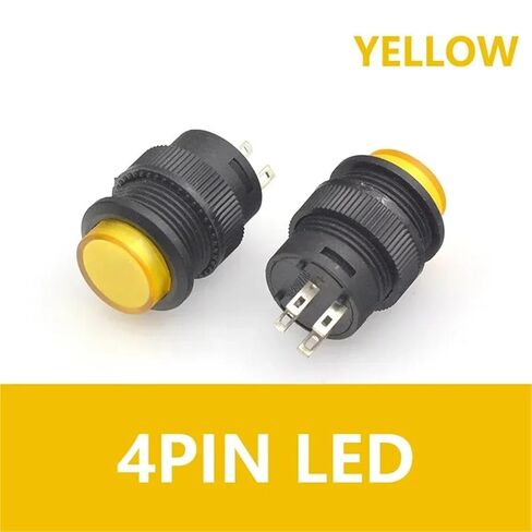 5/10 قطعة مفتاح زر ضغط، قفل ذاتي 16 مم/لحظي مع إضاءة LED 5 ألوان 4 دبابيس R16-503/AD R16-503/BD (أصفر LED، 10 قطع، إعادة ضبط) in Kuwait