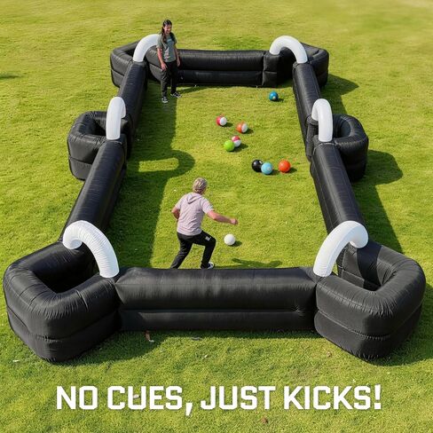 ozis نفخ كرة القدم بركة طاولة عملاقة كرة القدم ملعب البلياردو نفخ كرة القدم لعبة البلياردو الكرة مع منفاخ و 16 كرات مواد متينة للفناء الخلفي في الهواء الطلق لعبة رياضية داخلية (أسود) in Kuwait