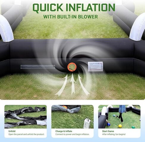 ozis نفخ كرة القدم بركة طاولة عملاقة كرة القدم ملعب البلياردو نفخ كرة القدم لعبة البلياردو الكرة مع منفاخ و 16 كرات مواد متينة للفناء الخلفي في الهواء الطلق لعبة رياضية داخلية (أسود) in Kuwait