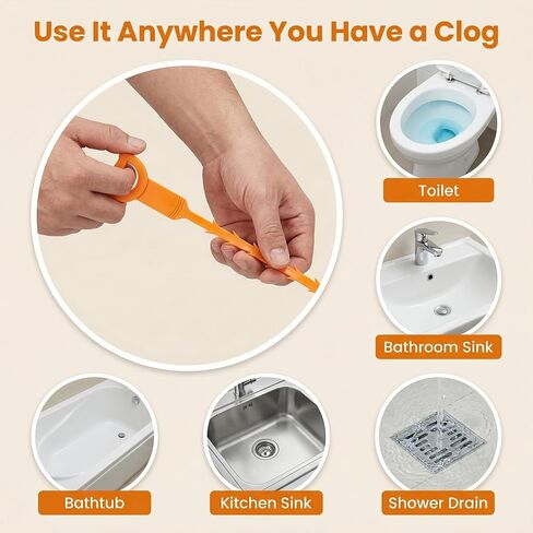 ثعبان الصرف الصحي مقاس 20 بوصة، مزيل انسداد الصرف - أداة إزالة شعر الثعبان المرنة القابلة لإعادة الاستخدام للحوض، وإزالة شعر الثعبان - أداة فك انسداد السباكة سهلة الاستخدام للمرحاض وحوض الحمام والمجاري (10 عبوات) in Kuwait
