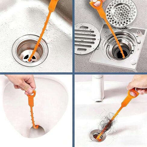ثعبان الصرف الصحي مقاس 20 بوصة، مزيل انسداد الصرف - أداة إزالة شعر الثعبان المرنة القابلة لإعادة الاستخدام للحوض، وإزالة شعر الثعبان - أداة فك انسداد السباكة سهلة الاستخدام للمرحاض وحوض الحمام والمجاري (10 عبوات) in Kuwait