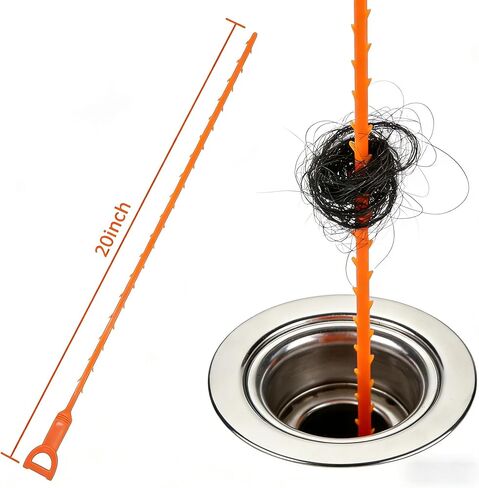 ثعبان الصرف الصحي مقاس 20 بوصة، مزيل انسداد الصرف - أداة إزالة شعر الثعبان المرنة القابلة لإعادة الاستخدام للحوض، وإزالة شعر الثعبان - أداة فك انسداد السباكة سهلة الاستخدام للمرحاض وحوض الحمام والمجاري (10 عبوات) in Kuwait