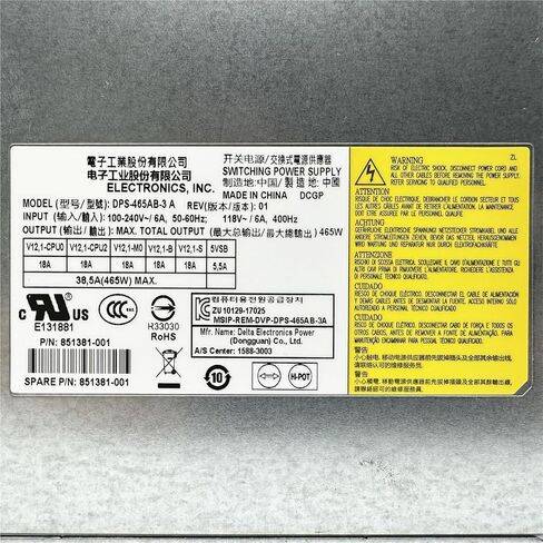 ل Z4 G4 465 واط تحويل التيار الكهربائي DPS-465AB-3 A DPS-465AB-3A 851381-001 18 + 12 دبابيس in Kuwait