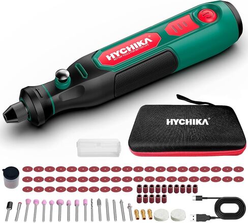 مجموعة أدوات دوارة لاسلكية صغيرة من HYCHIKA - 89 قطعة من الملحقات للحفر والصنفرة والتلميع والنقش، أداة متعددة 3.6 فولت مع سرعة متغيرة، شحن USB-C، مثالية للعمل الجيد بنفسك. in Saudi Arabia