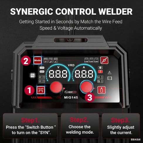 BESTMIG 145A 4-in-1 Multi-Process Welder, 110V/220V MIG/TIG/MMA/Stick Welding Machine, Gas & Gasless Flux Core Welder with Synergy IGBT Inverter, Includes Welding Helmet & Gloves in Saudi Arabia