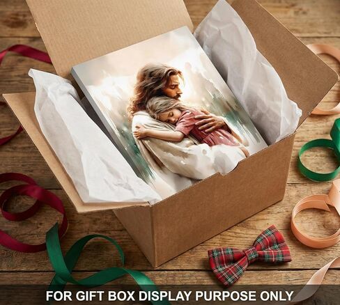 Jesus Holding Little Girl Canvas Wall Art Jesus Christ Loves the World Wall Decor Picture Christian Bible Content Poster Print for Church Prayer Room Bedroom Artwork Home Decoration Ready to Hang in Saudi Arabia