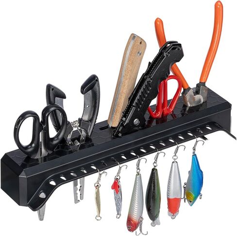 KEMIMOTO Fishing Tool Holder for Boat, Fishing Hook Knife Pliers Holder for Boat, Marine Tackle Rack Holder, Fishing Bait and Lure Organizer, Small, Black, KMB1624-01005-BK in Saudi Arabia