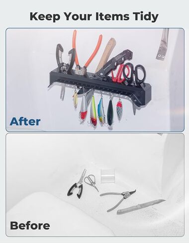 KEMIMOTO Fishing Tool Holder for Boat, Fishing Hook Knife Pliers Holder for Boat, Marine Tackle Rack Holder, Fishing Bait and Lure Organizer, Small, Black, KMB1624-01005-BK in Saudi Arabia