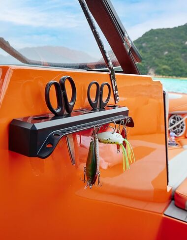 KEMIMOTO Fishing Tool Holder for Boat, Fishing Hook Knife Pliers Holder for Boat, Marine Tackle Rack Holder, Fishing Bait and Lure Organizer, Small, Black, KMB1624-01005-BK in Saudi Arabia