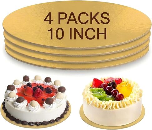 Cake Boards, 4 Packs 10-inch Cake Boards, Gold Round Cardboard Base for Cake, Pizza DIY, Food-Grade Waterproof and Oilproof for Desserts Decorating in Saudi Arabia