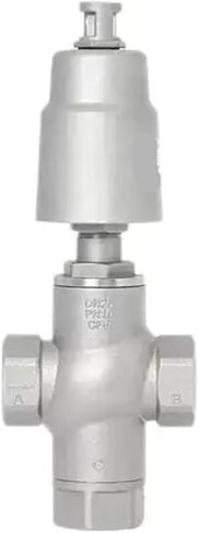1PCS 1/2" 3/4" 1" BSPT Female 304 Stainless Steel 3 Way Actuated Pneumatic Angle Seat Steam Valve with Stainless Steel Head(1/2",BSP) in Kuwait