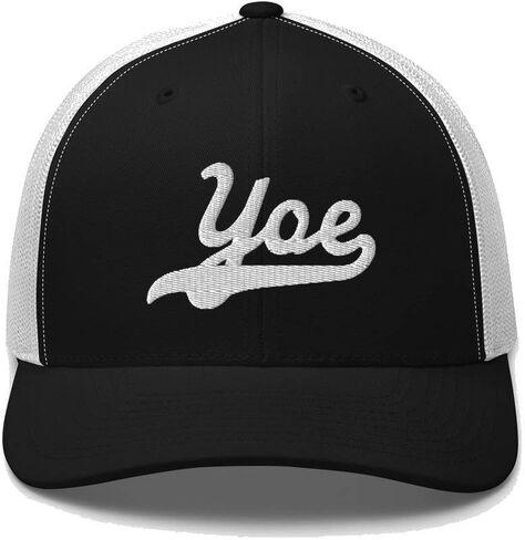 YOE Hat YOE Trucker Hat Baseball Script Embroidered Cap Vintage Sports Mesh Swoosh Gift Souvenir Headwear PA in Saudi Arabia
