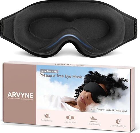 Sleep Mask for Side Sleepers, 3D Deep Contoured Blackout Eye Mask for Sleeping, Zero Pressure Lash-Friendly, Adjustable Light Blocking Travel Mask for Men & Women, Black in Saudi Arabia
