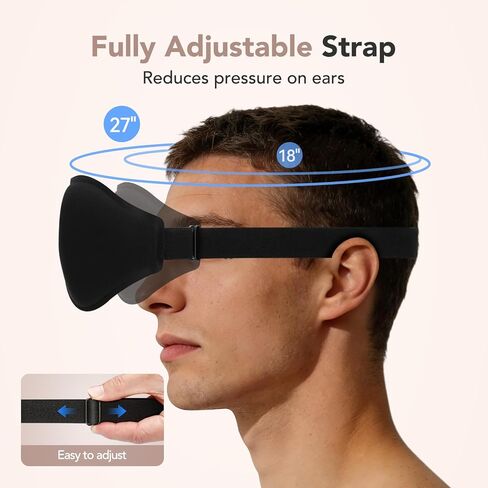 Sleep Mask for Side Sleepers, 3D Deep Contoured Blackout Eye Mask for Sleeping, Zero Pressure Lash-Friendly, Adjustable Light Blocking Travel Mask for Men & Women, Black in Saudi Arabia
