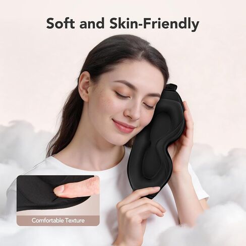 Sleep Mask for Side Sleepers, 3D Deep Contoured Blackout Eye Mask for Sleeping, Zero Pressure Lash-Friendly, Adjustable Light Blocking Travel Mask for Men & Women, Black in Saudi Arabia