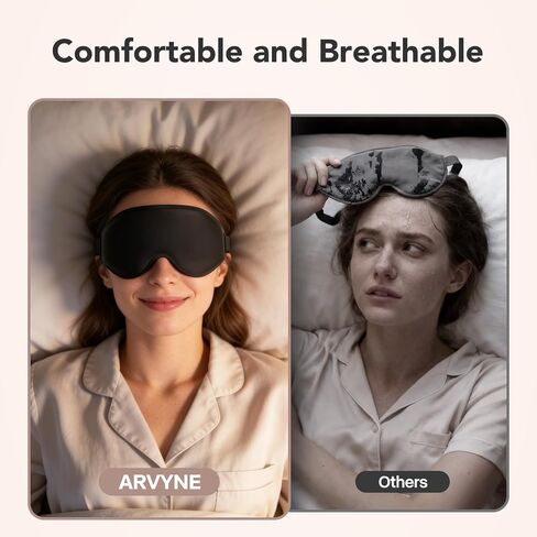 Sleep Mask for Side Sleepers, 3D Deep Contoured Blackout Eye Mask for Sleeping, Zero Pressure Lash-Friendly, Adjustable Light Blocking Travel Mask for Men & Women, Black in Saudi Arabia