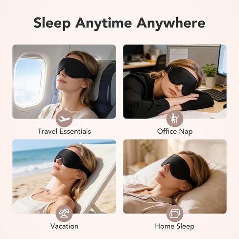 Sleep Mask for Side Sleepers, 3D Deep Contoured Blackout Eye Mask for Sleeping, Zero Pressure Lash-Friendly, Adjustable Light Blocking Travel Mask for Men & Women, Black in Saudi Arabia