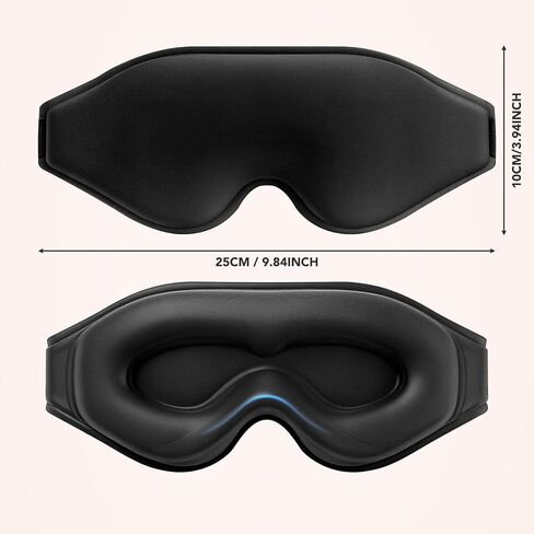 Sleep Mask for Side Sleepers, 3D Deep Contoured Blackout Eye Mask for Sleeping, Zero Pressure Lash-Friendly, Adjustable Light Blocking Travel Mask for Men & Women, Black in Saudi Arabia